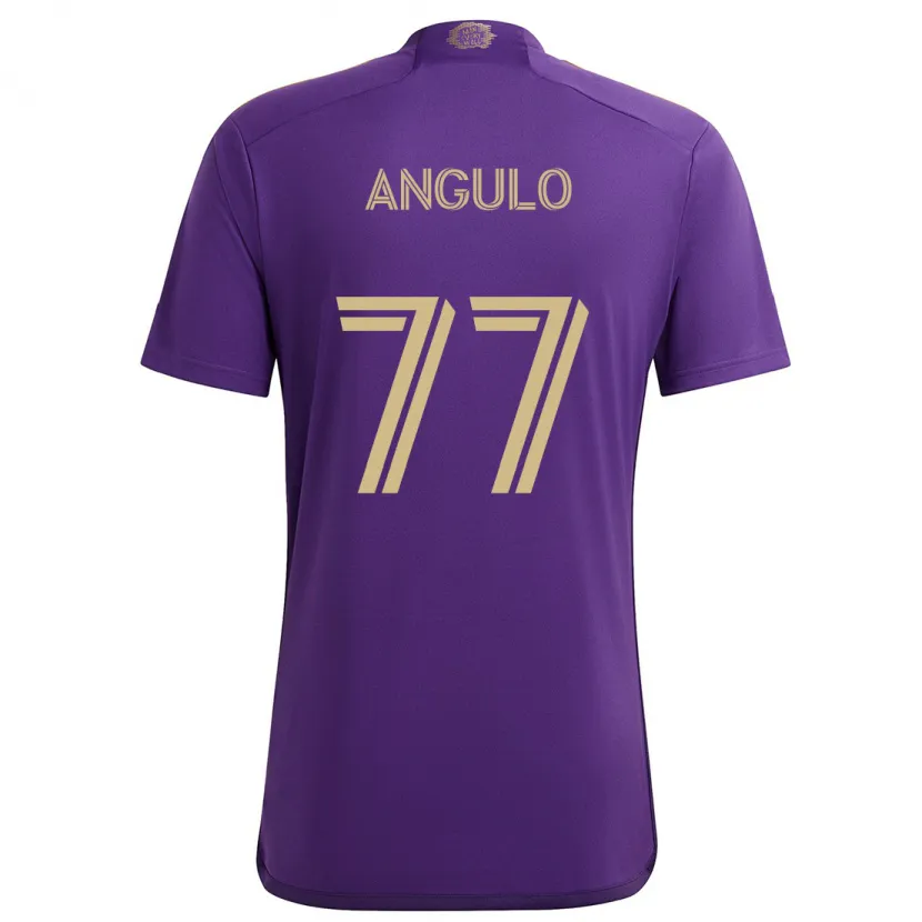 Danxen Niño Camiseta Iván Angulo #77 Púrpura Amarillo 1ª Equipación 2024/25 La Camisa