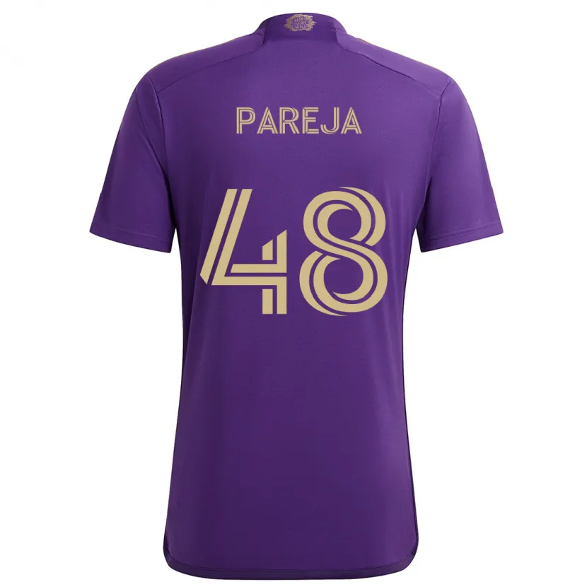 Danxen Niño Camiseta Diego Pareja #48 Púrpura Amarillo 1ª Equipación 2024/25 La Camisa