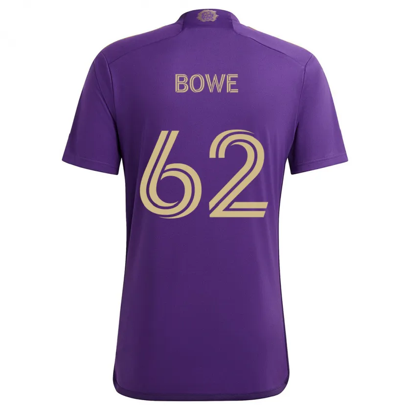 Danxen Niño Camiseta Thomas Bowe #62 Púrpura Amarillo 1ª Equipación 2024/25 La Camisa