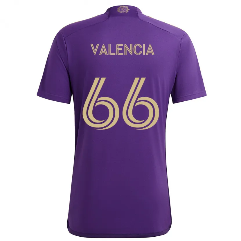 Danxen Niño Camiseta Yeiler Valencia #66 Púrpura Amarillo 1ª Equipación 2024/25 La Camisa