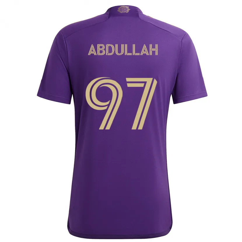 Danxen Niño Camiseta Majed Abdullah #97 Púrpura Amarillo 1ª Equipación 2024/25 La Camisa