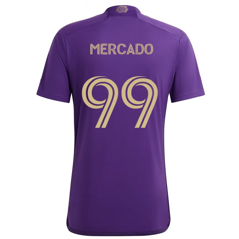 Danxen Niño Camiseta Carlos Mercado #99 Púrpura Amarillo 1ª Equipación 2024/25 La Camisa