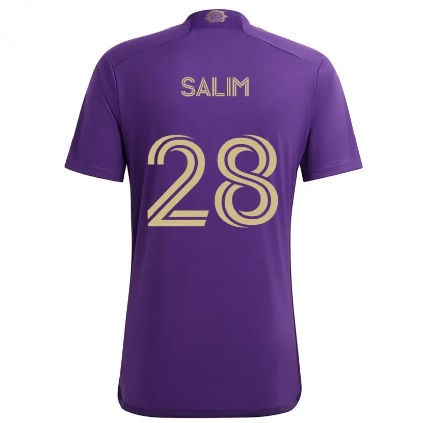 Danxen Niño Camiseta Abdi Salim #28 Púrpura Amarillo 1ª Equipación 2024/25 La Camisa