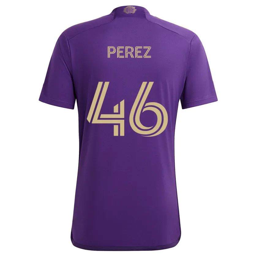 Danxen Niño Camiseta Franco Pérez #46 Púrpura Amarillo 1ª Equipación 2024/25 La Camisa