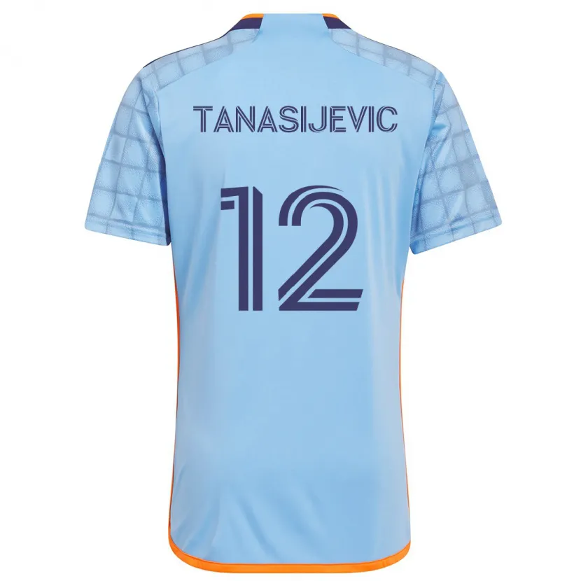 Danxen Niño Camiseta Strahinja Tanasijevic #12 Azul Naranja 1ª Equipación 2024/25 La Camisa