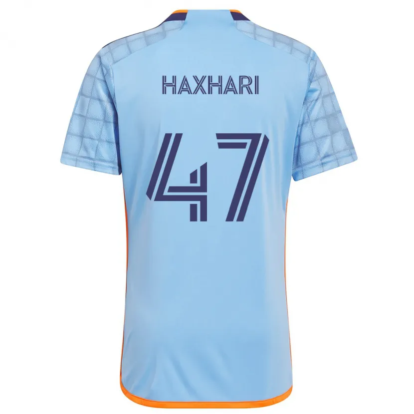 Danxen Niño Camiseta Klevis Haxhari #47 Azul Naranja 1ª Equipación 2024/25 La Camisa