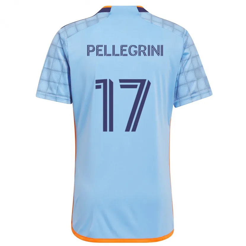 Danxen Niño Camiseta Matías Pellegrini #17 Azul Naranja 1ª Equipación 2024/25 La Camisa