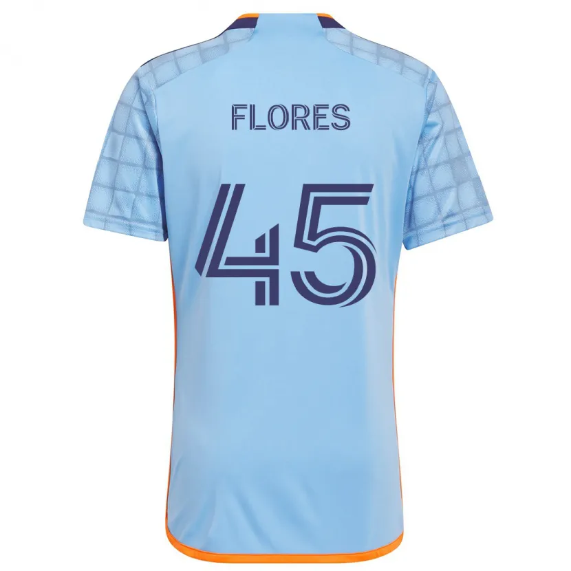 Danxen Niño Camiseta Brian Flores #45 Azul Naranja 1ª Equipación 2024/25 La Camisa