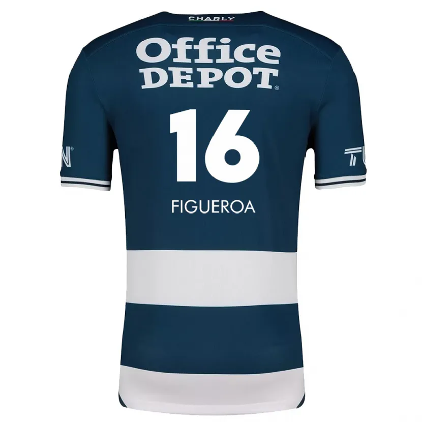 Danxen Niño Camiseta Antonio Figueroa #16 Azul Blanco 1ª Equipación 2024/25 La Camisa