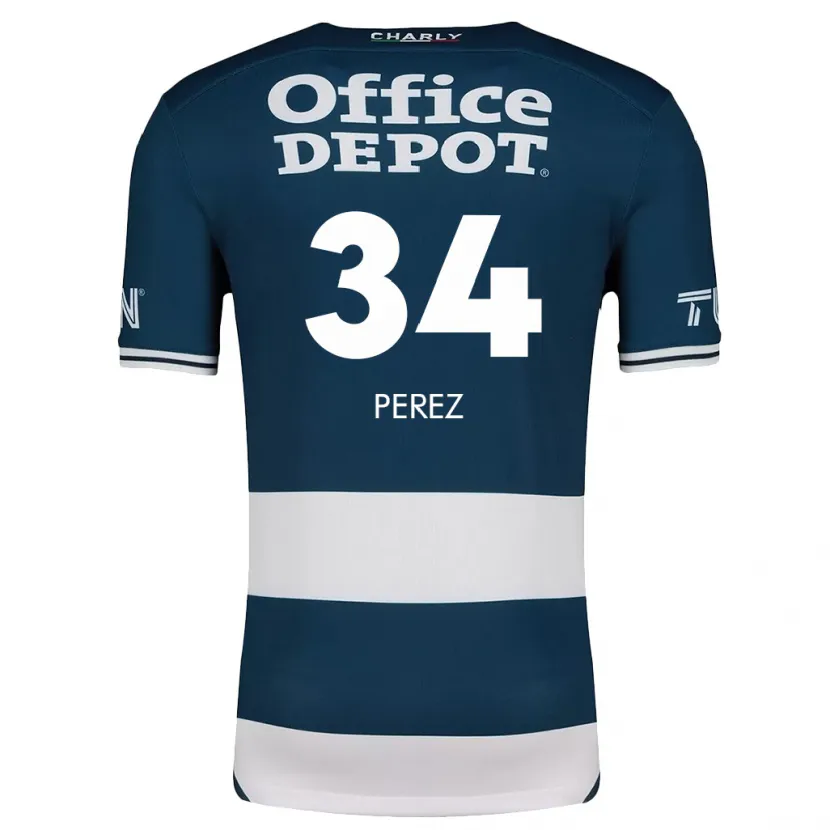 Danxen Niño Camiseta Julio Pérez #34 Azul Blanco 1ª Equipación 2024/25 La Camisa