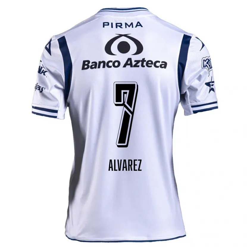 Danxen Niño Camiseta Daniel Álvarez #7 Blanco Azul Marino 1ª Equipación 2024/25 La Camisa