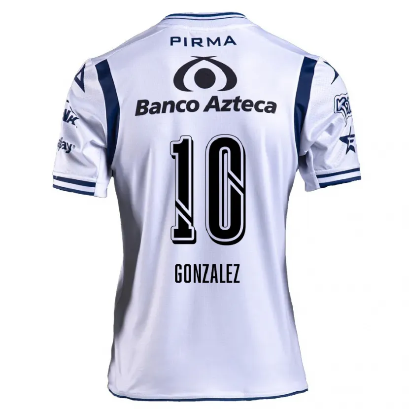 Danxen Niño Camiseta Jair González #10 Blanco Azul Marino 1ª Equipación 2024/25 La Camisa