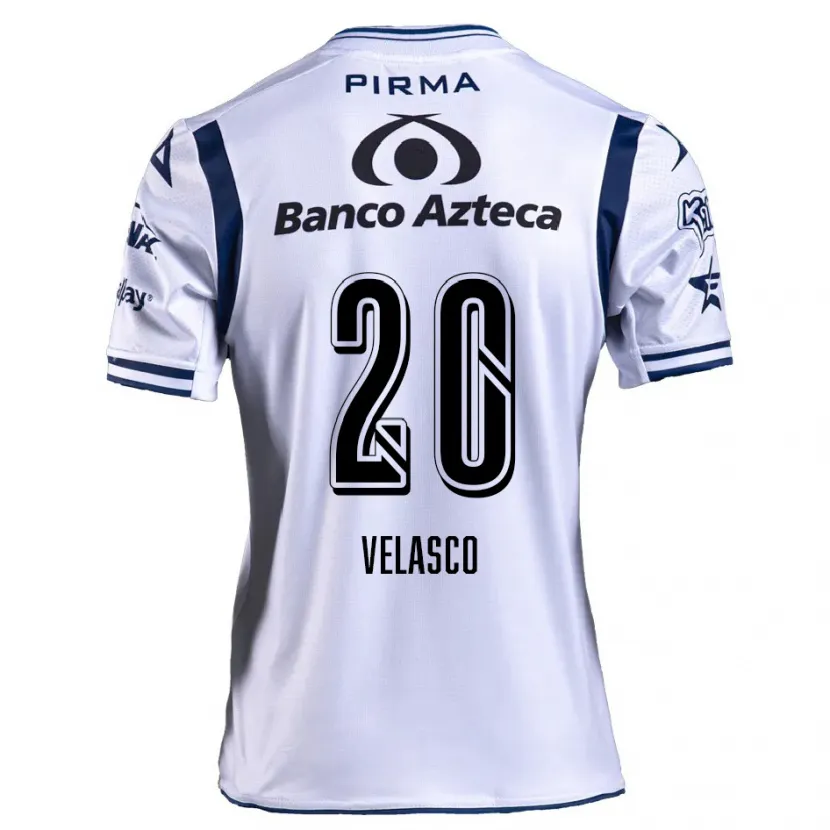 Danxen Niño Camiseta Kevin Velasco #20 Blanco Azul Marino 1ª Equipación 2024/25 La Camisa