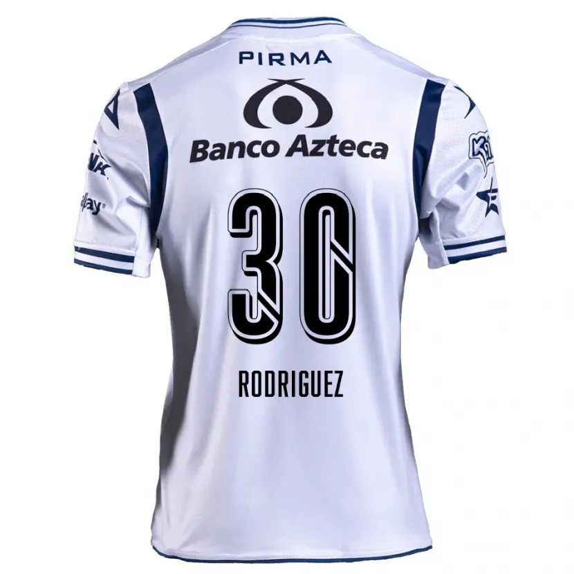 Danxen Niño Camiseta Jesús Rodríguez #30 Blanco Azul Marino 1ª Equipación 2024/25 La Camisa