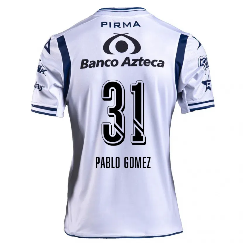 Danxen Niño Camiseta Juan Pablo Gómez #31 Blanco Azul Marino 1ª Equipación 2024/25 La Camisa