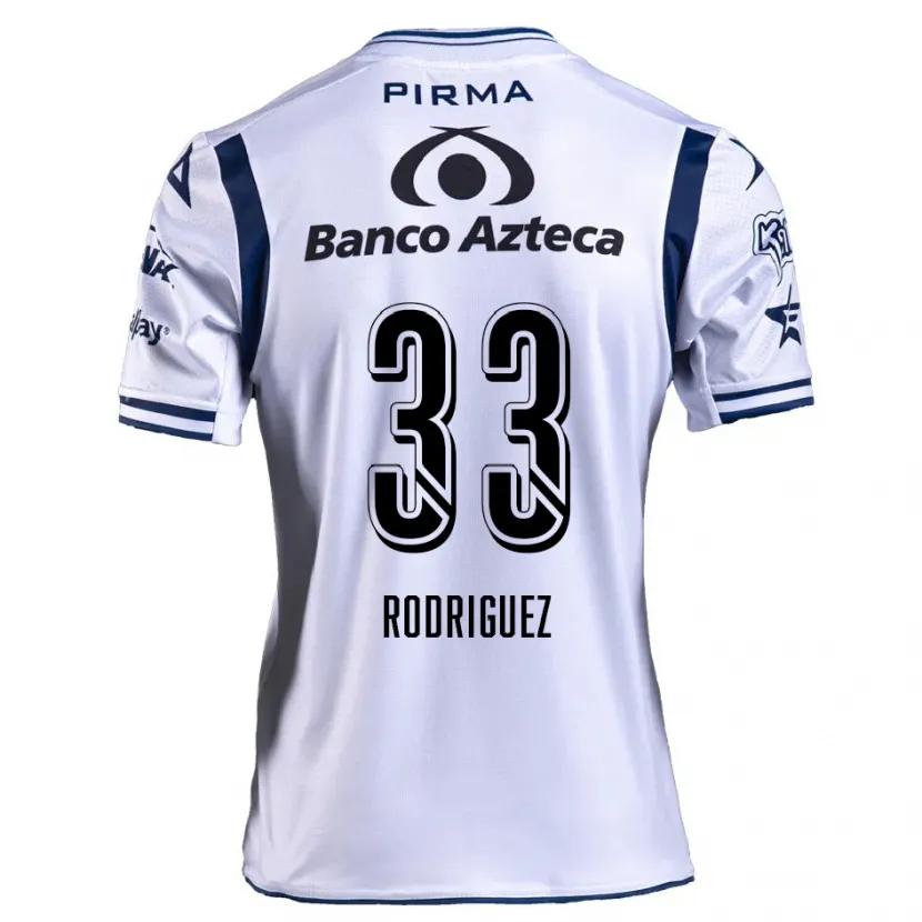 Danxen Niño Camiseta Jorge Rodríguez #33 Blanco Azul Marino 1ª Equipación 2024/25 La Camisa