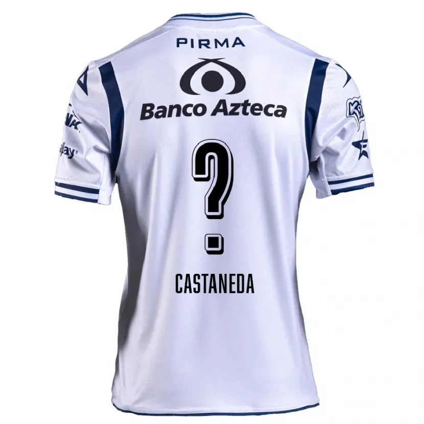 Danxen Niño Camiseta Christian Castañeda #0 Blanco Azul Marino 1ª Equipación 2024/25 La Camisa