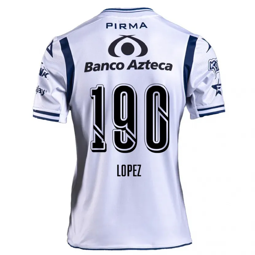 Danxen Niño Camiseta Josué López #190 Blanco Azul Marino 1ª Equipación 2024/25 La Camisa