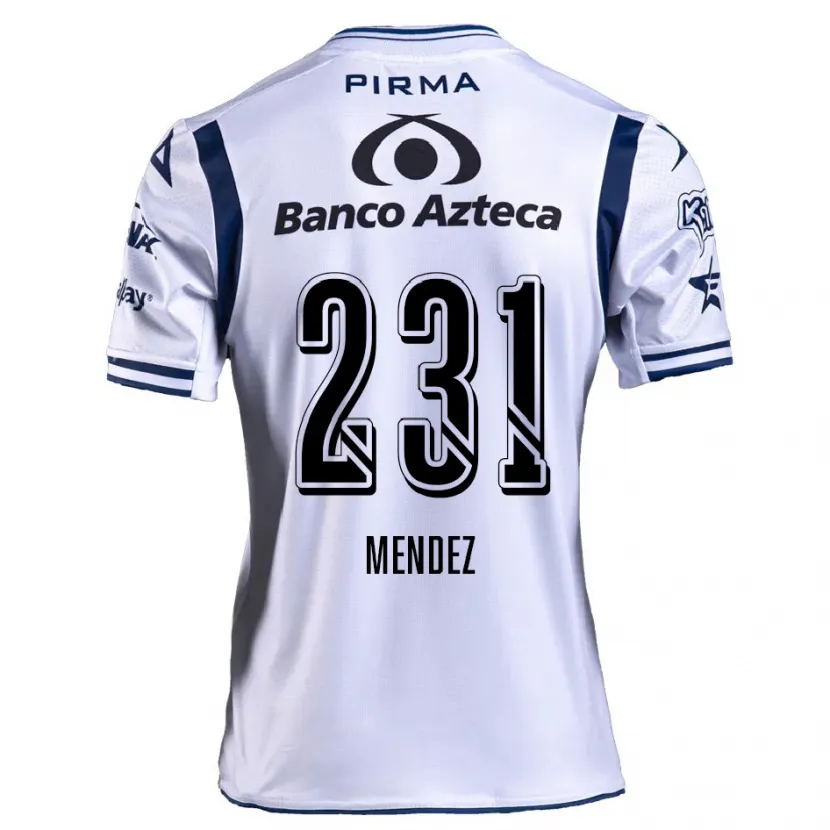 Danxen Niño Camiseta Alejandro Méndez #231 Blanco Azul Marino 1ª Equipación 2024/25 La Camisa