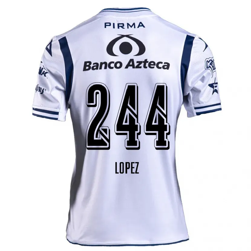 Danxen Niño Camiseta Daniel López #244 Blanco Azul Marino 1ª Equipación 2024/25 La Camisa