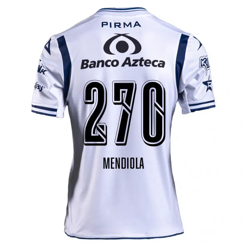 Danxen Niño Camiseta Carlos Mendiola #270 Blanco Azul Marino 1ª Equipación 2024/25 La Camisa