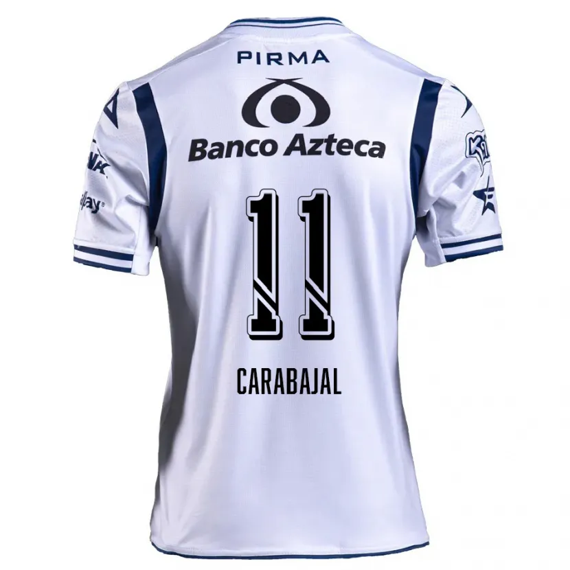 Danxen Niño Camiseta Gabriel Carabajal #11 Blanco Azul Marino 1ª Equipación 2024/25 La Camisa