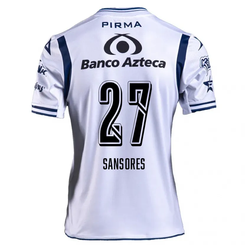 Danxen Niño Camiseta Miguel Sansores #27 Blanco Azul Marino 1ª Equipación 2024/25 La Camisa