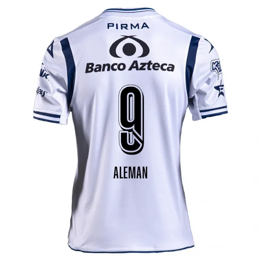 Danxen Niño Camiseta Nelly Alemán #9 Blanco Azul Marino 1ª Equipación 2024/25 La Camisa