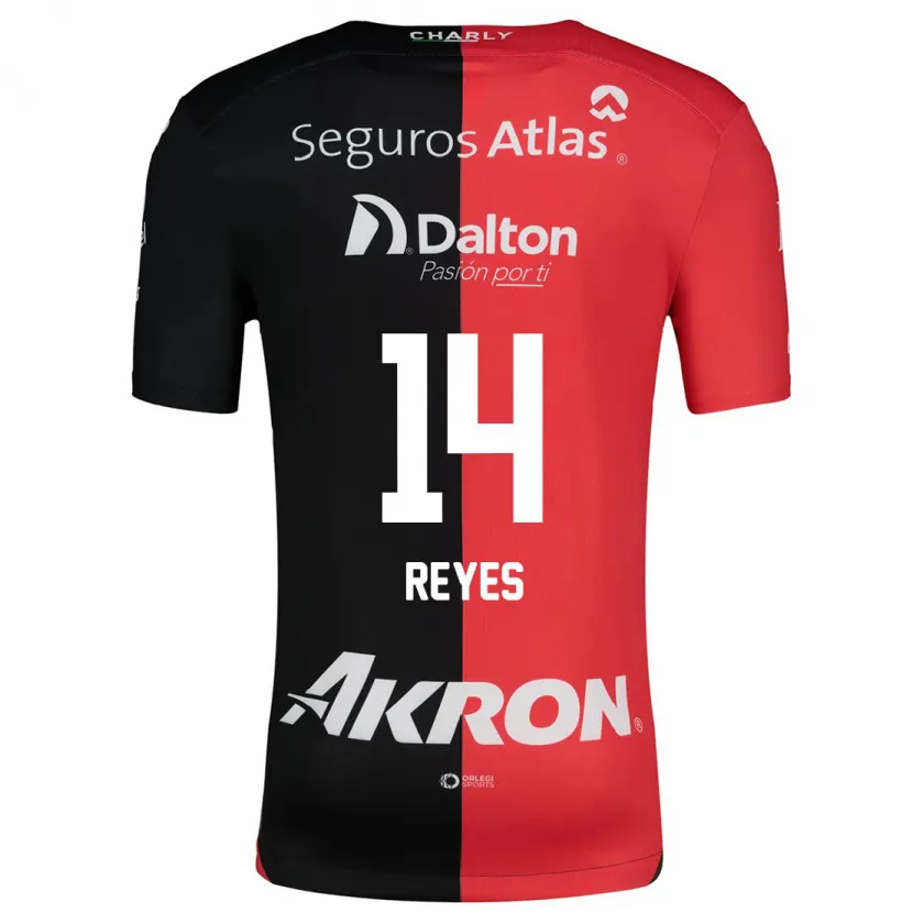 Danxen Niño Camiseta Luis Reyes #14 Negro Rojo 1ª Equipación 2024/25 La Camisa