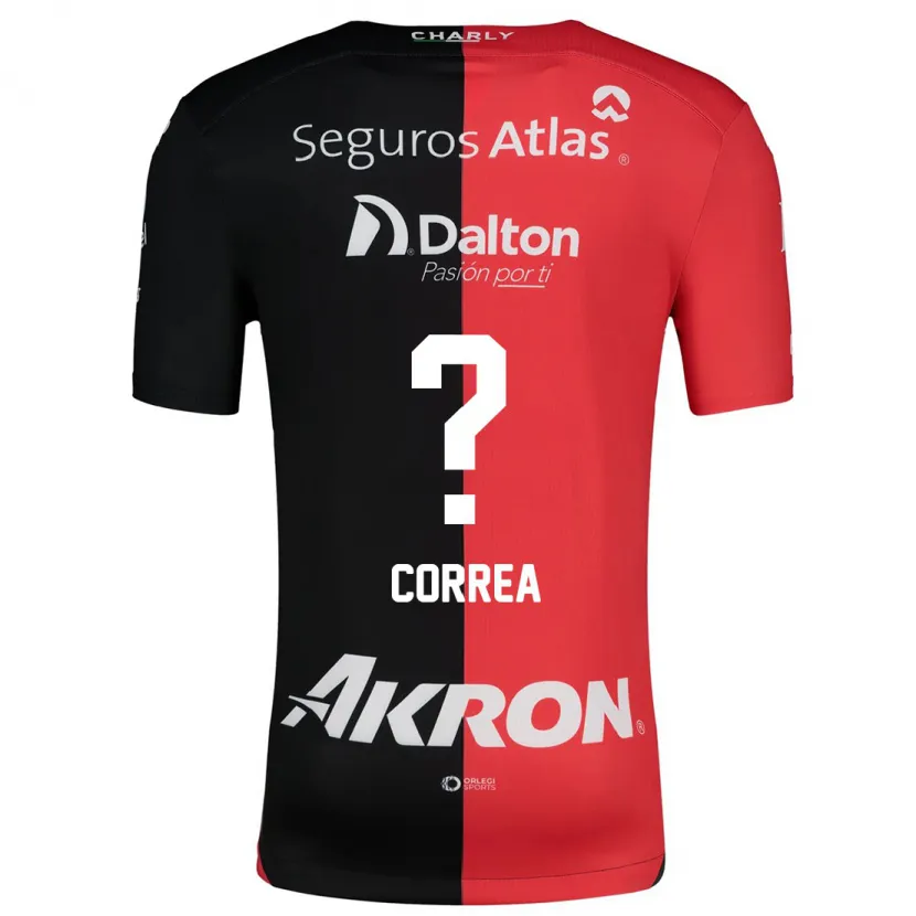 Danxen Niño Camiseta Leonardo Correa #0 Negro Rojo 1ª Equipación 2024/25 La Camisa