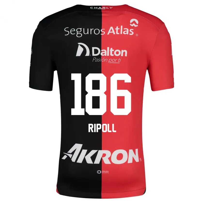 Danxen Niño Camiseta Alonso Ripoll #186 Negro Rojo 1ª Equipación 2024/25 La Camisa