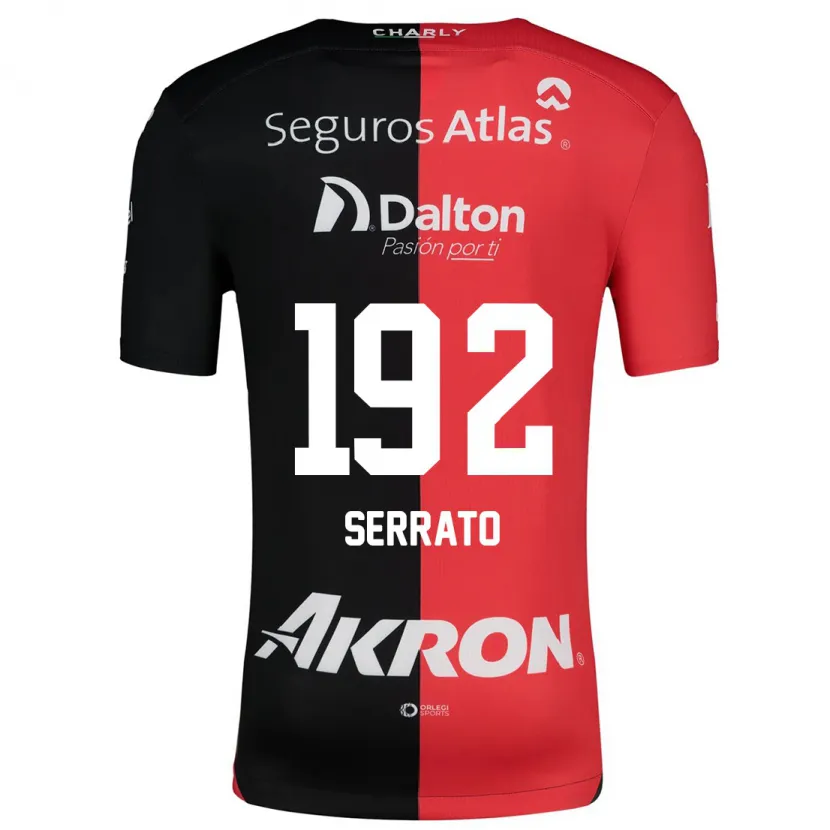 Danxen Niño Camiseta Jesús Serrato #192 Negro Rojo 1ª Equipación 2024/25 La Camisa