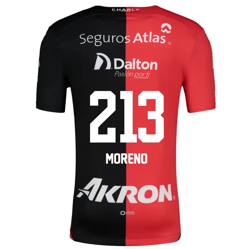 Danxen Niño Camiseta Eduardo Moreno #213 Negro Rojo 1ª Equipación 2024/25 La Camisa