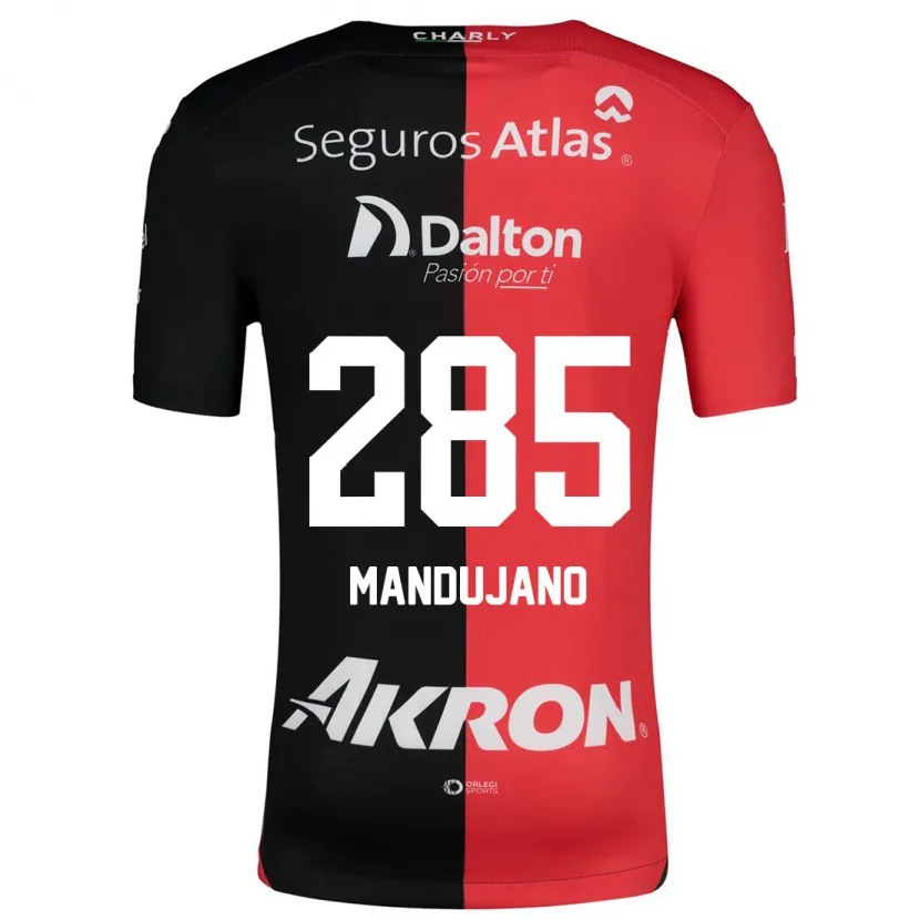 Danxen Niño Camiseta Sebastián Mandujano #285 Negro Rojo 1ª Equipación 2024/25 La Camisa