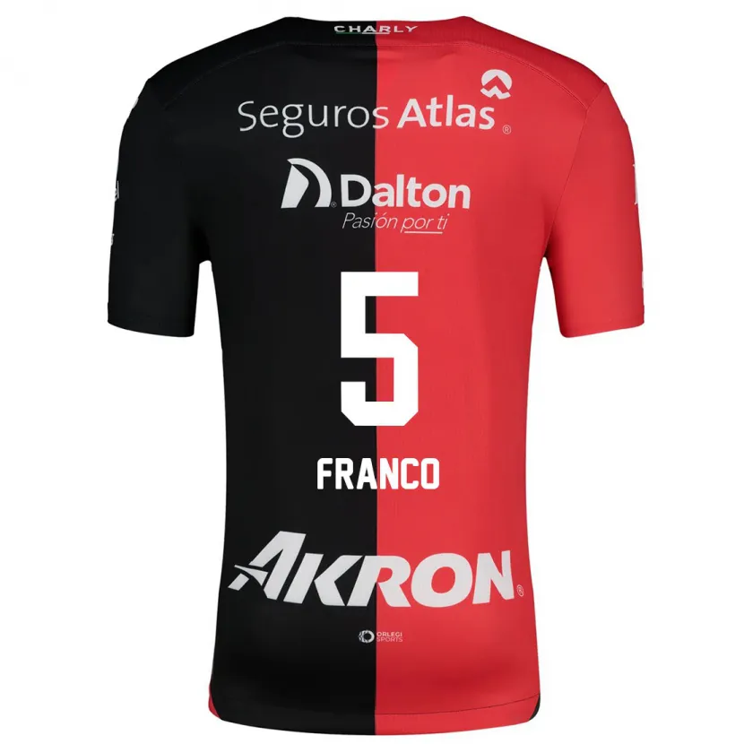 Danxen Niño Camiseta Alejandra Franco #5 Negro Rojo 1ª Equipación 2024/25 La Camisa