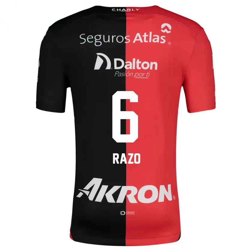 Danxen Niño Camiseta Valeria Razo #6 Negro Rojo 1ª Equipación 2024/25 La Camisa