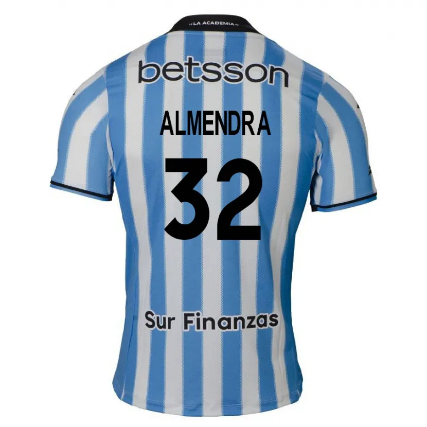 Danxen Niño Camiseta Agustín Almendra #32 Azul Blanco Negro 1ª Equipación 2024/25 La Camisa