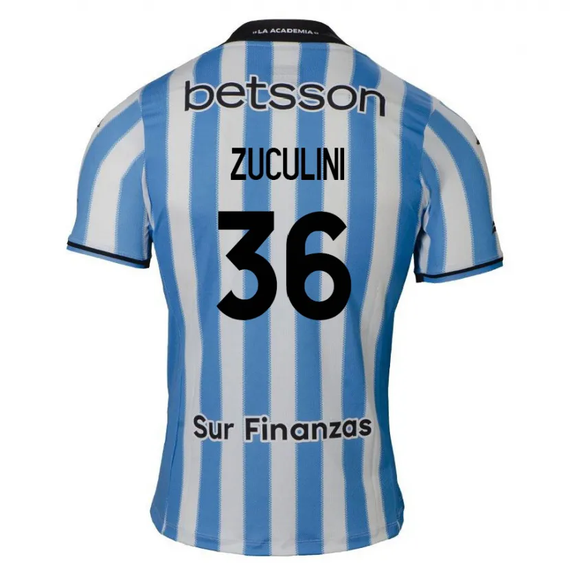 Danxen Niño Camiseta Bruno Zuculini #36 Azul Blanco Negro 1ª Equipación 2024/25 La Camisa