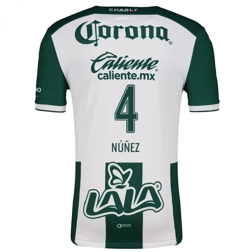 Danxen Niño Camiseta Santiago Núñez #4 Verde Blanco 1ª Equipación 2024/25 La Camisa