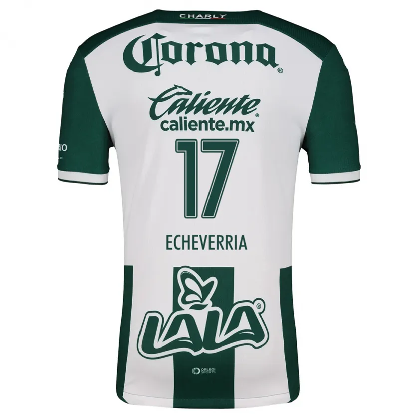 Danxen Niño Camiseta Emmanuel Echeverría #17 Verde Blanco 1ª Equipación 2024/25 La Camisa