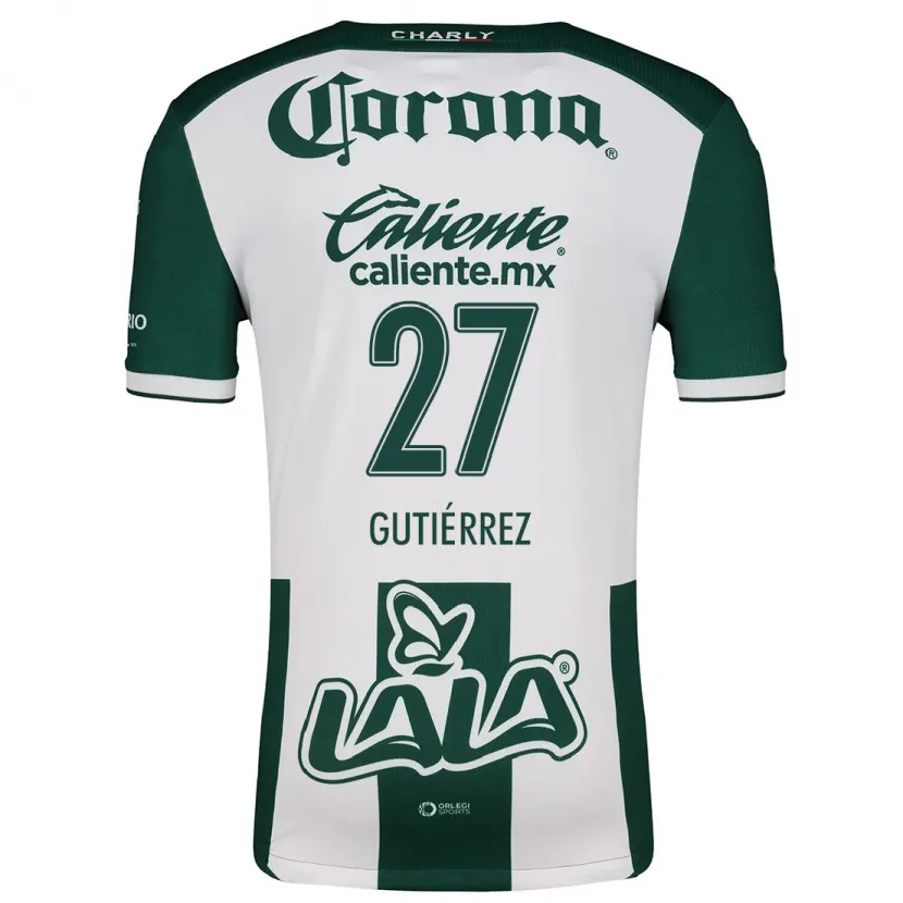 Danxen Niño Camiseta Luis Gutiérrez #27 Verde Blanco 1ª Equipación 2024/25 La Camisa