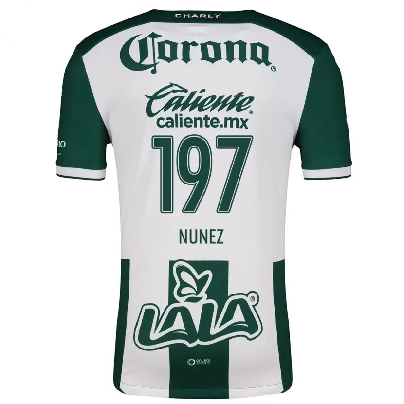 Danxen Niño Camiseta Kevin Núñez #197 Verde Blanco 1ª Equipación 2024/25 La Camisa