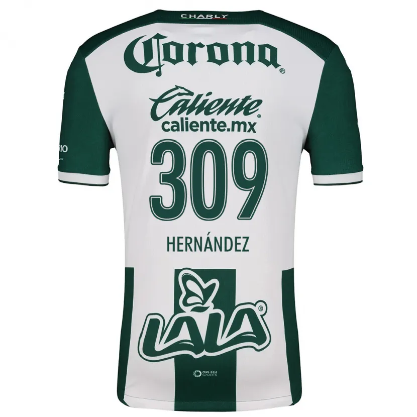 Danxen Niño Camiseta Julio Hernández #309 Verde Blanco 1ª Equipación 2024/25 La Camisa