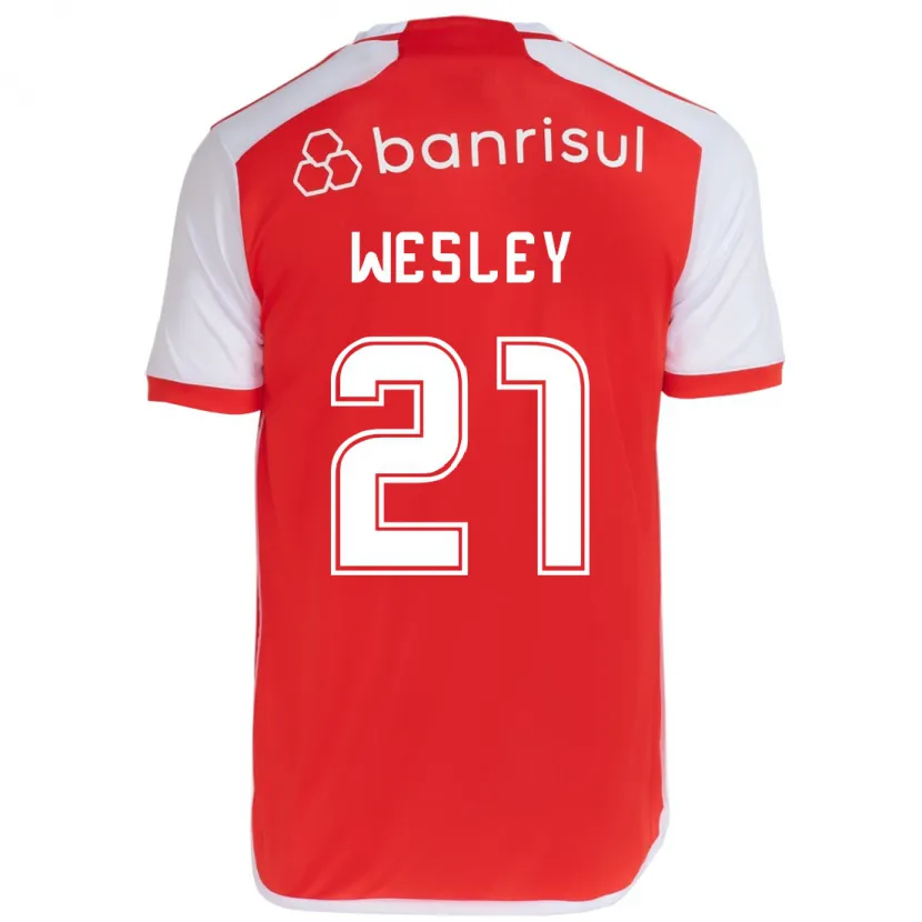 Danxen Niño Camiseta Wesley #21 Rojo Blanco 1ª Equipación 2024/25 La Camisa