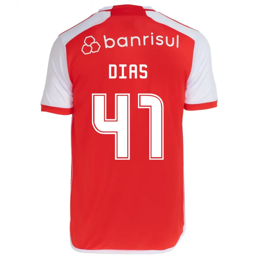 Danxen Niño Camiseta Matheus Dias #41 Rojo Blanco 1ª Equipación 2024/25 La Camisa