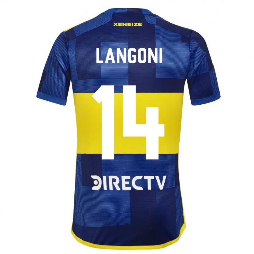 Danxen Niño Camiseta Luca Langoni #14 Azul Amarillo 1ª Equipación 2024/25 La Camisa