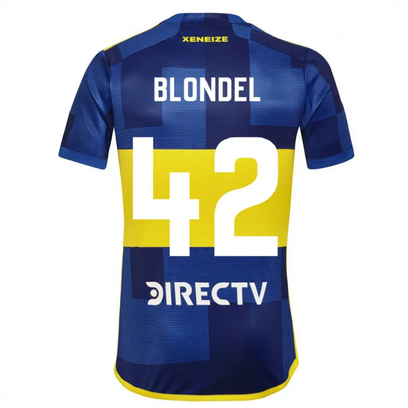 Danxen Niño Camiseta Lucas Blondel #42 Azul Amarillo 1ª Equipación 2024/25 La Camisa