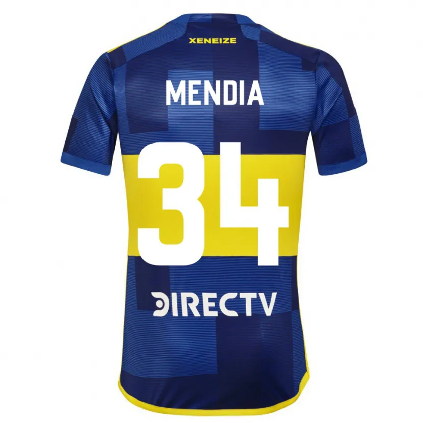 Danxen Niño Camiseta Mateo Mendía #34 Azul Amarillo 1ª Equipación 2024/25 La Camisa