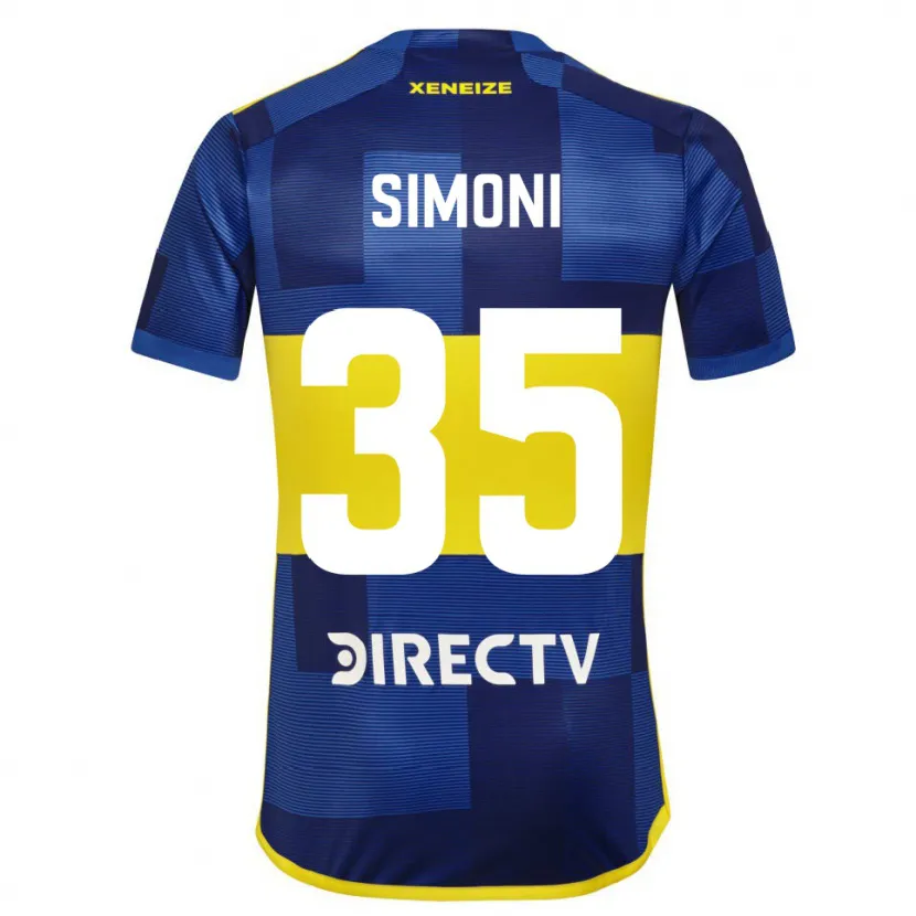 Danxen Niño Camiseta Valentino Simoni #35 Azul Amarillo 1ª Equipación 2024/25 La Camisa