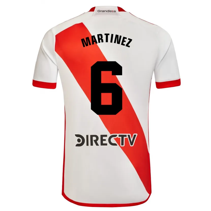 Danxen Niño Camiseta David Martínez #6 Blanco Rojo 1ª Equipación 2024/25 La Camisa